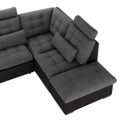 Ecksofa mit Schlaffunktion SORAYA rechts anthrazit/schwarz