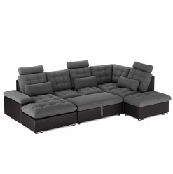 Ecksofa mit Schlaffunktion SORAYA rechts anthrazit/schwarz