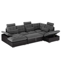 Ecksofa mit Schlaffunktion SORAYA rechts anthrazit/schwarz