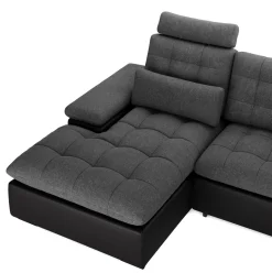 Ecksofa mit Schlaffunktion SORAYA rechts anthrazit/schwarz