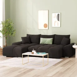 Ecksofa mit Schlaffunktion TRAVIS links schwarz