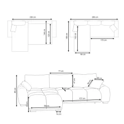 Ecksofa mit Schlaffunktion TRAVIS links grau