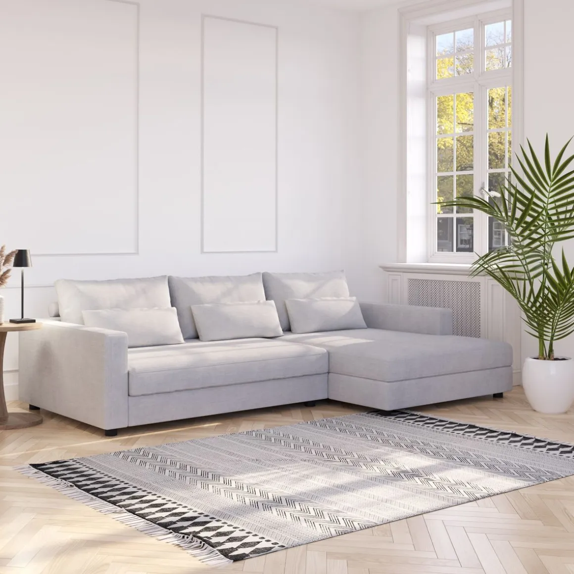 Ecksofa NAEL rechts hellgrau