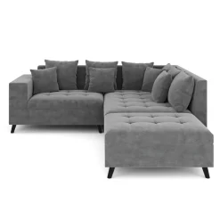 Ecksofa Samt mit Ottomane ELINA rechts anthrazit