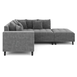 Ecksofa Samt mit Ottomane ELINA rechts anthrazit