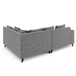 Ecksofa Samt mit Ottomane ELINA rechts anthrazit