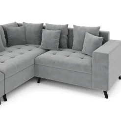 Ecksofa Samt mit Ottomane ELINA links grau