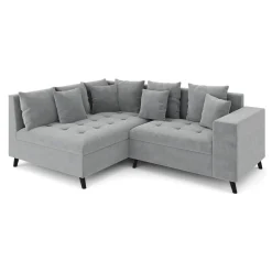 Ecksofa Samt mit Ottomane ELINA links grau