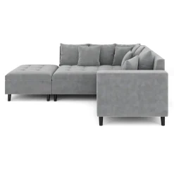 Ecksofa Samt mit Ottomane ELINA links grau