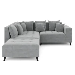 Ecksofa Samt mit Ottomane ELINA links grau