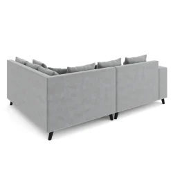 Ecksofa Samt mit Ottomane ELINA rechts grau