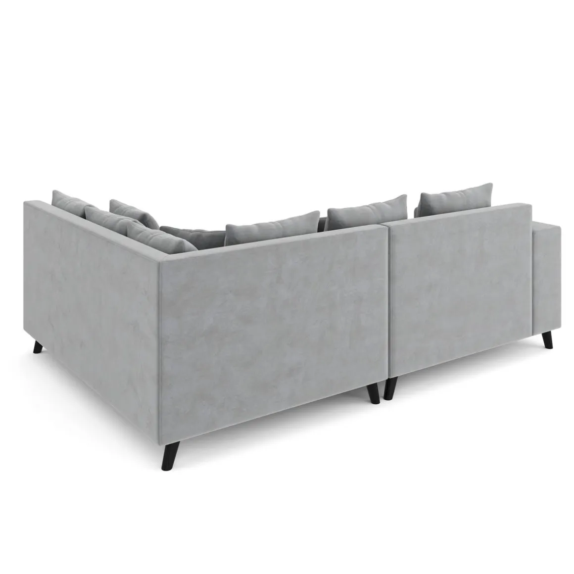 Ecksofa Samt mit Ottomane ELINA rechts grau