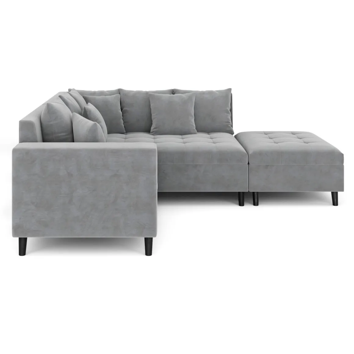 Ecksofa Samt mit Ottomane ELINA rechts grau