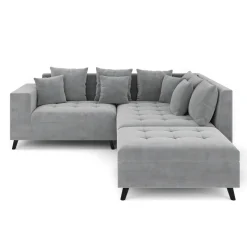 Ecksofa Samt mit Ottomane ELINA rechts grau
