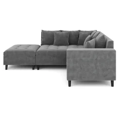 Ecksofa Samt mit Ottomane ELINA links anthrazit
