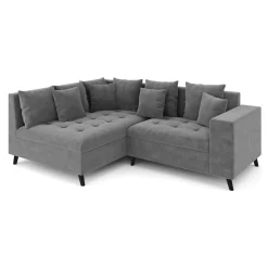 Ecksofa Samt mit Ottomane ELINA links anthrazit