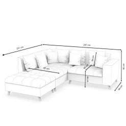 Ecksofa Samt mit Ottomane ELINA links anthrazit
