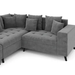 Ecksofa Samt mit Ottomane ELINA links anthrazit