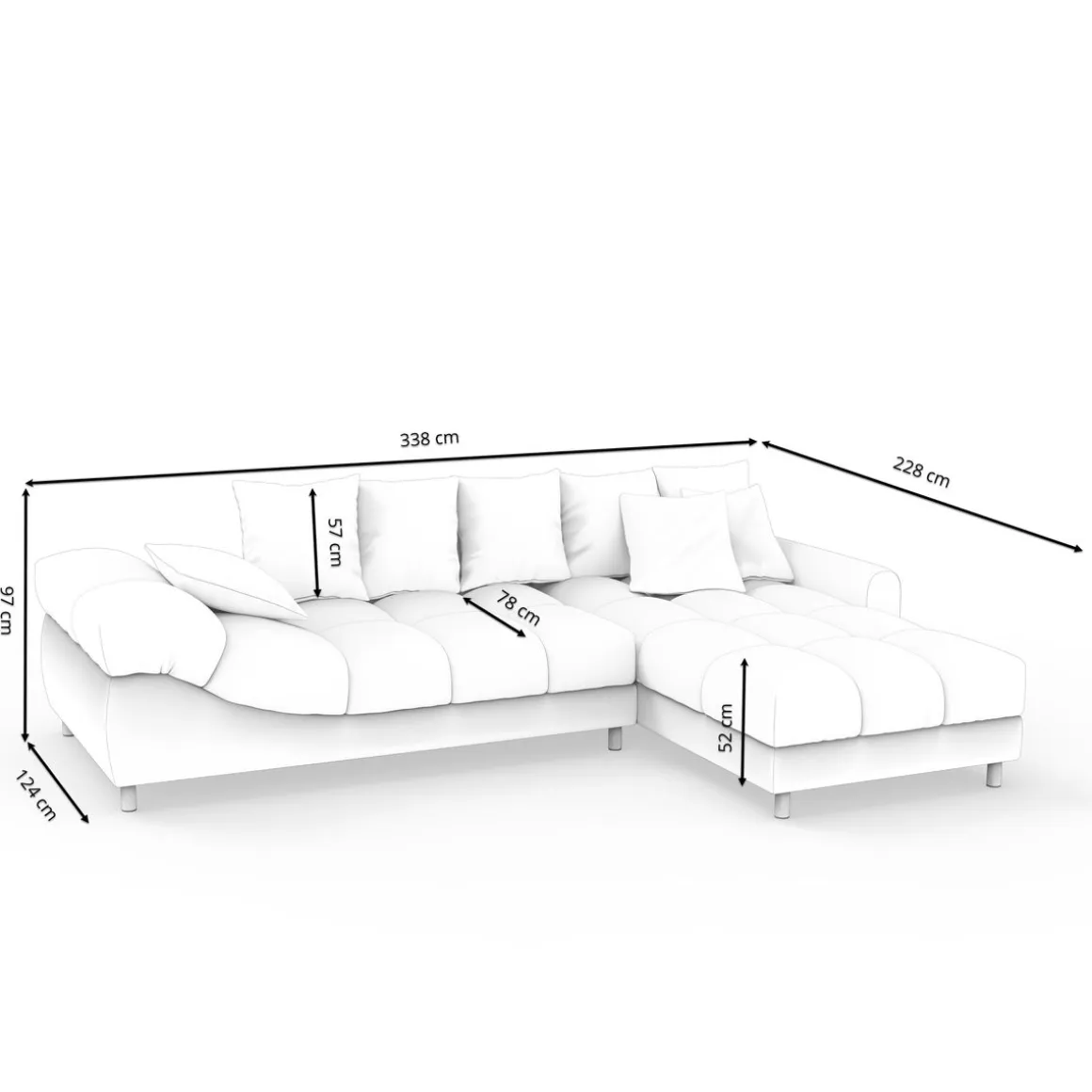 Ecksofa SUMMER rechts grau