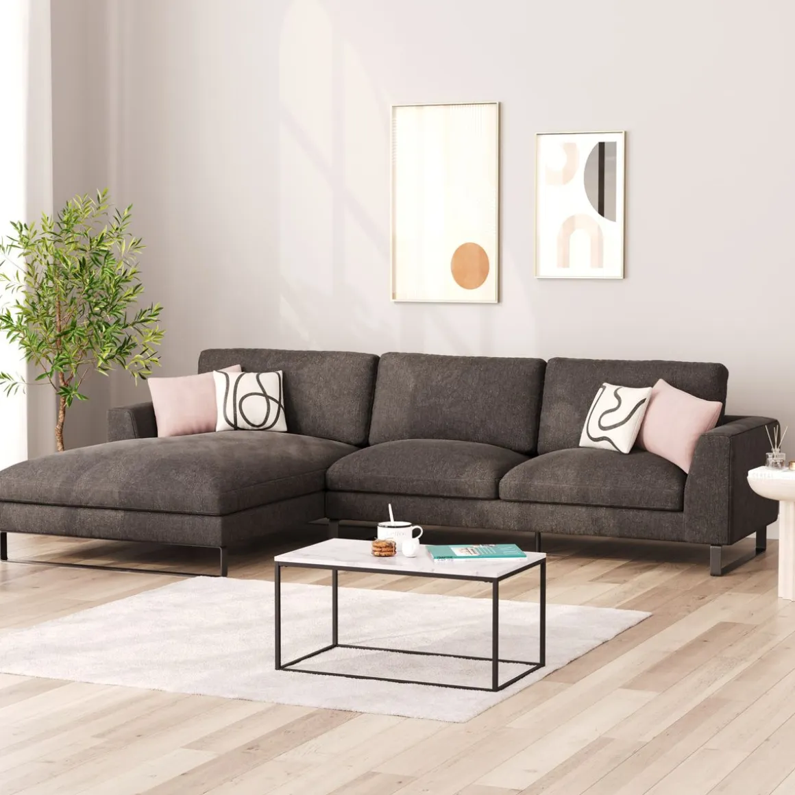 Ecksofa THILO links anthrazit