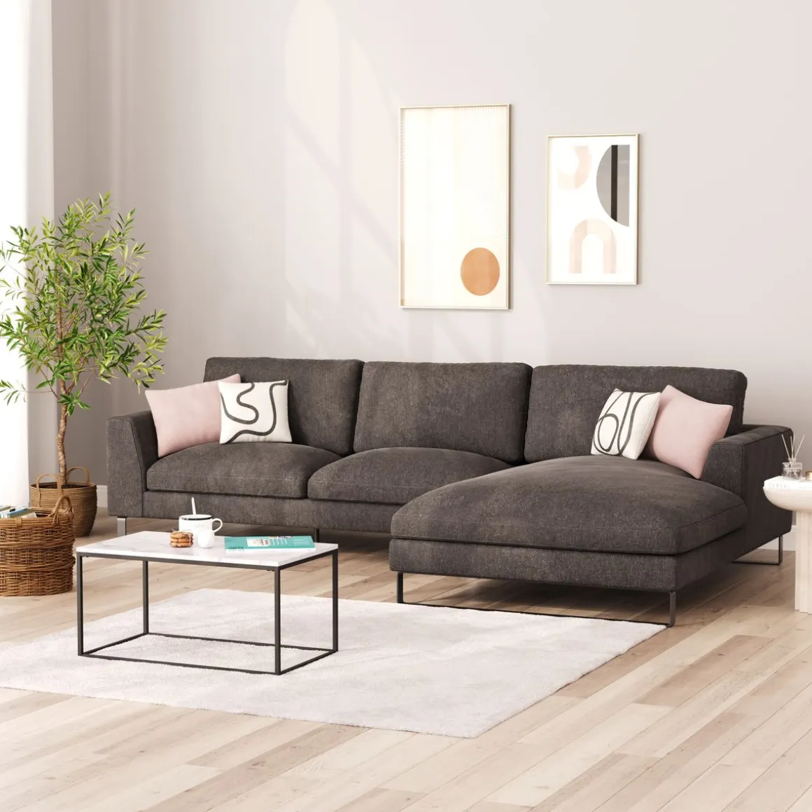 Ecksofa THILO rechts anthrazit