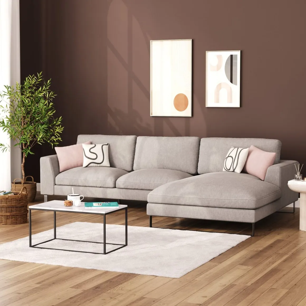 Ecksofa THILO rechts grau