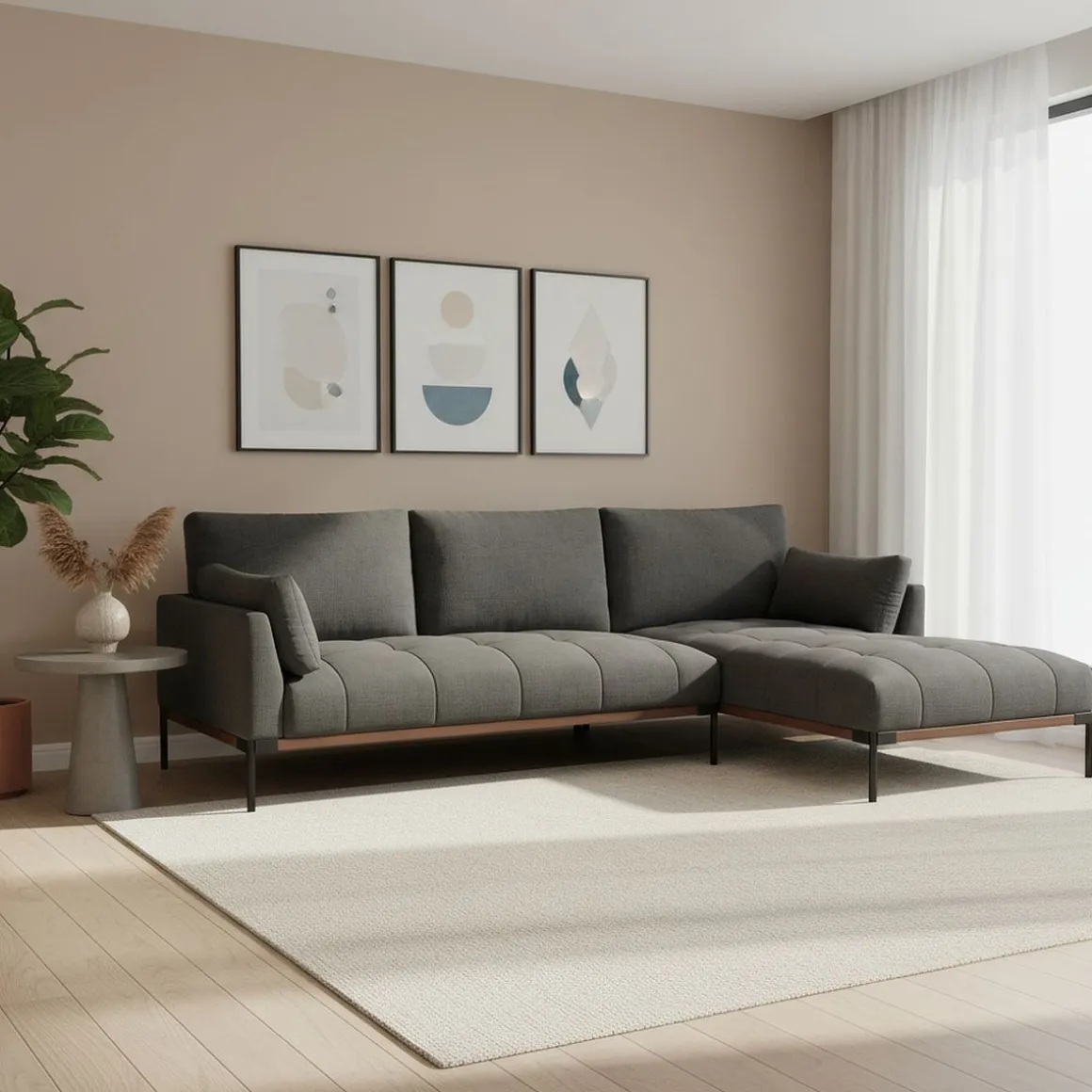 Ecksofa TIMBER rechts anthrazit