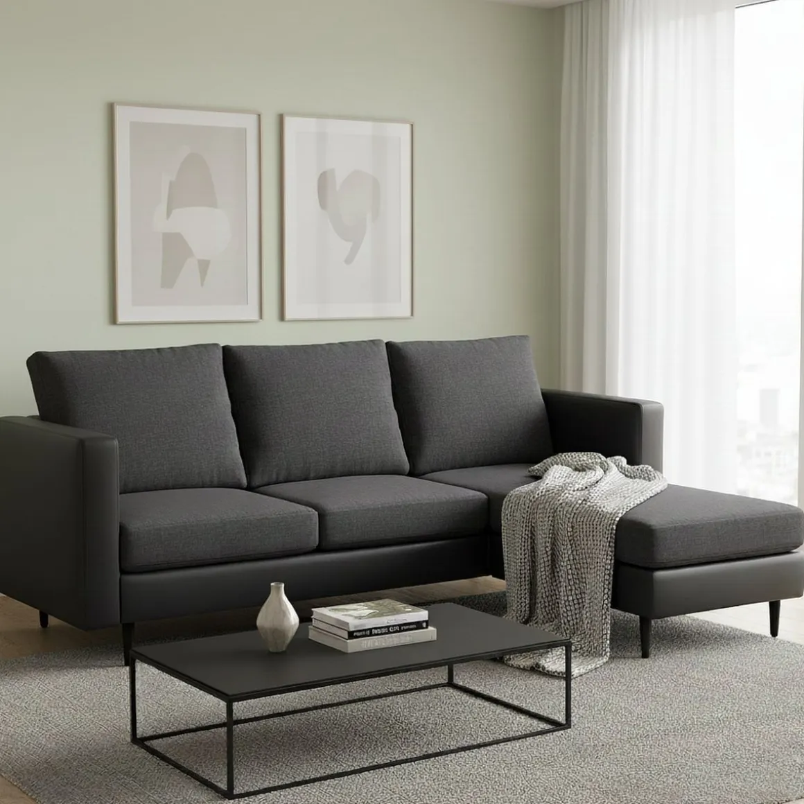 Ecksofa TYLER rechts anthrazit