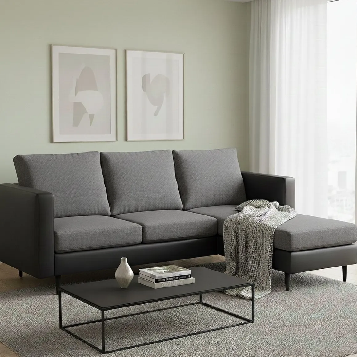 Ecksofa TYLER rechts grau