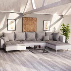 Ecksofa VEGAS grau/weiss