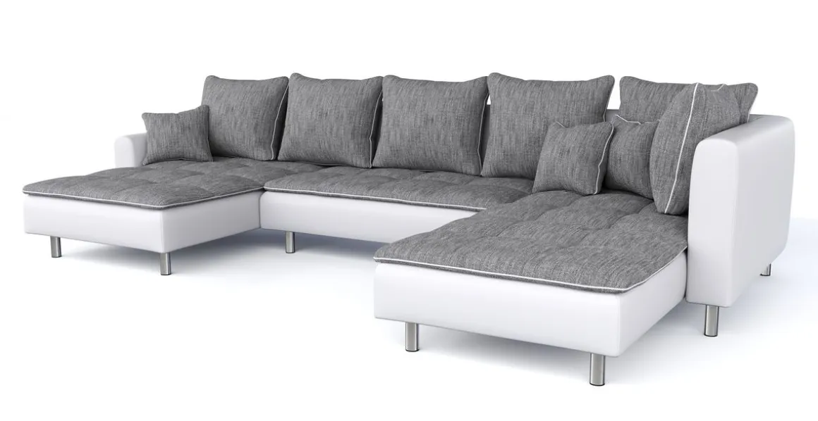 Ecksofa VEGAS grau/weiss