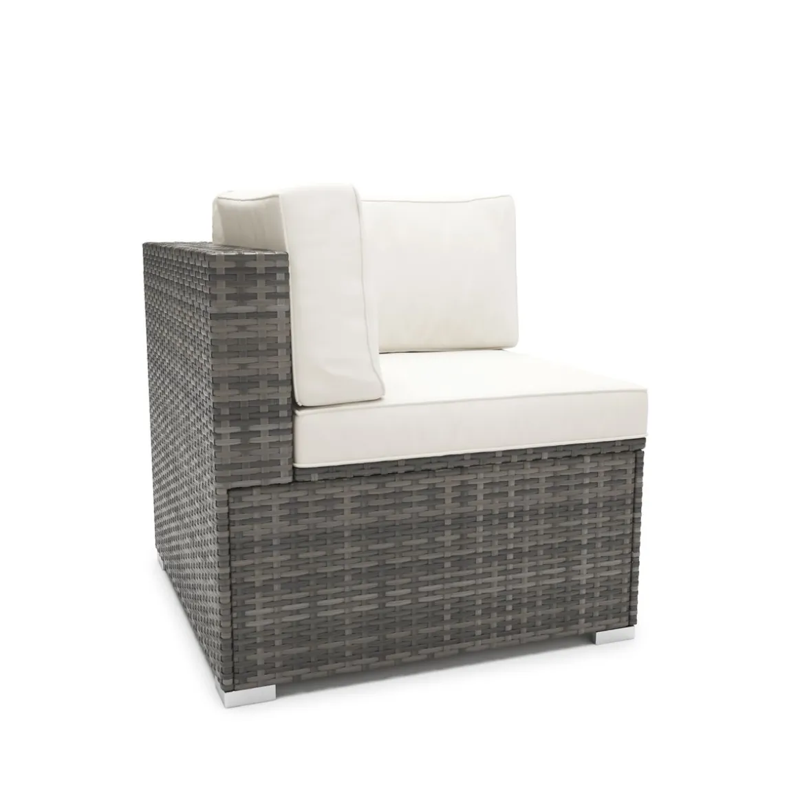Eckteil Rattanlounge KRETA grau/weiss