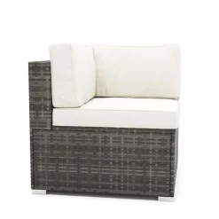 Eckteil Rattanlounge KRETA grau/weiss