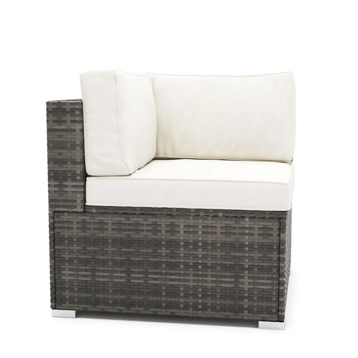 Eckteil Rattanlounge KRETA grau/weiss