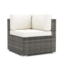 Eckteil Rattanlounge KRETA grau/weiss