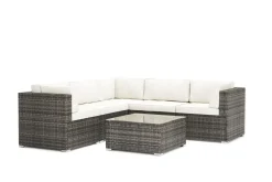 Eckteil Rattanlounge KRETA grau/weiss