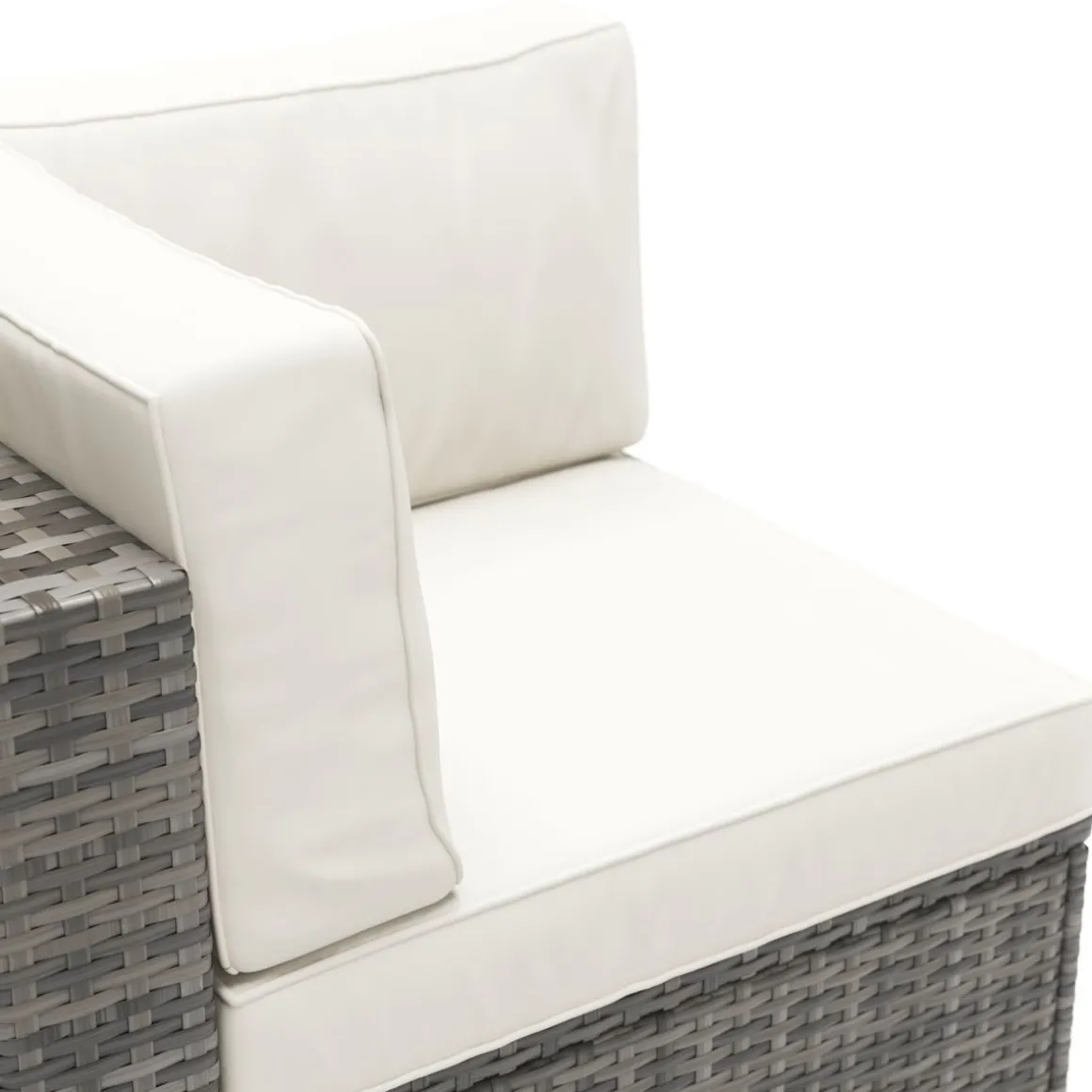 Eckteil Rattanlounge KRETA grau/weiss
