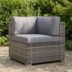 Eckteil Rattanlounge KRETA grau/anthrazit
