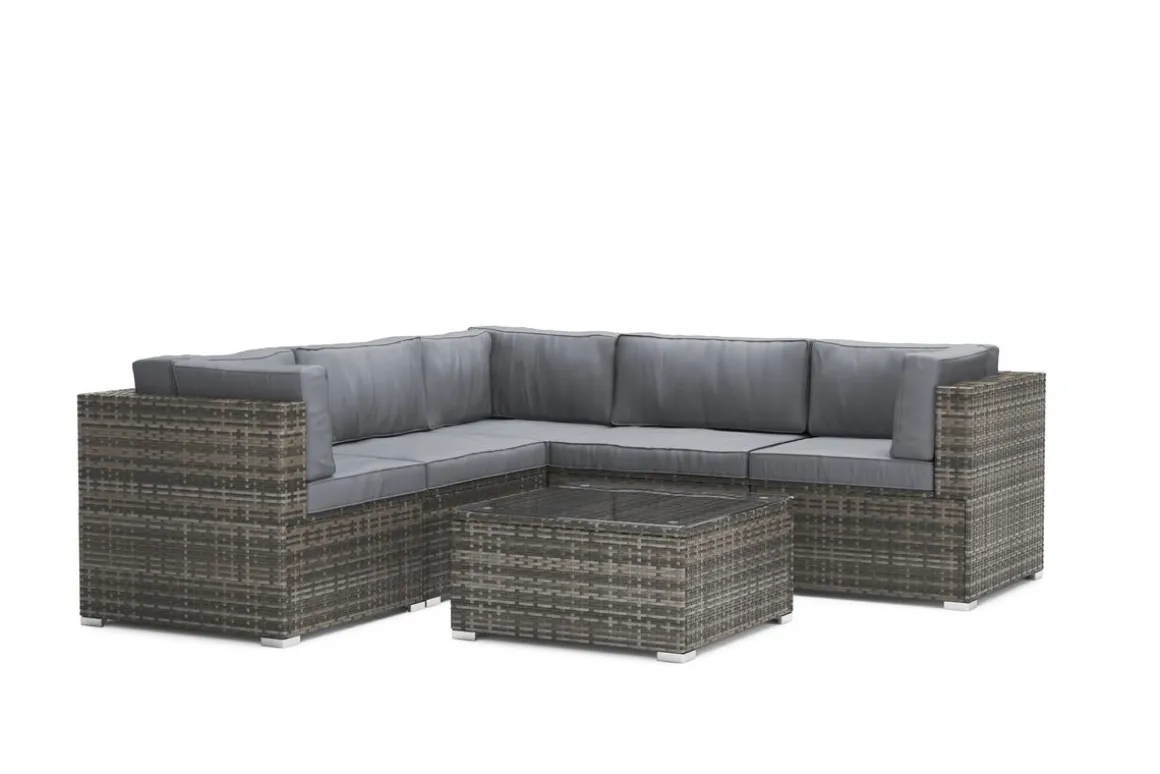 Eckteil Rattanlounge KRETA grau/anthrazit