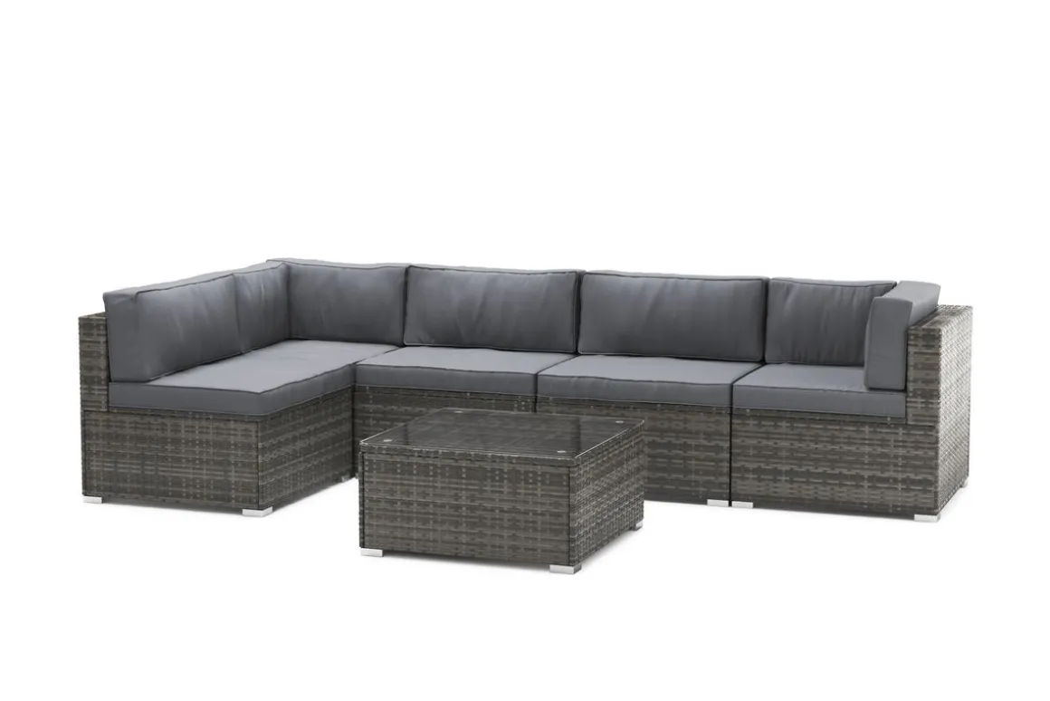 Eckteil Rattanlounge KRETA grau/anthrazit