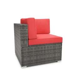 Eckteil Rattanlounge KRETA grau/rot