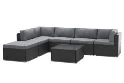 Eckteil Rattanlounge KRETA schwarz/anthrazit