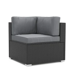 Eckteil Rattanlounge KRETA schwarz/anthrazit