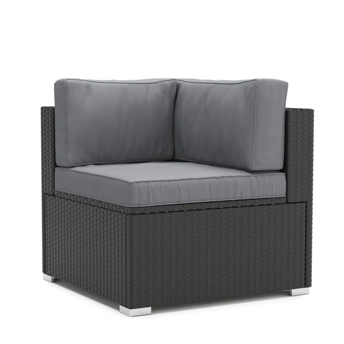 Eckteil Rattanlounge KRETA schwarz/anthrazit