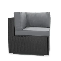 Eckteil Rattanlounge KRETA schwarz/anthrazit