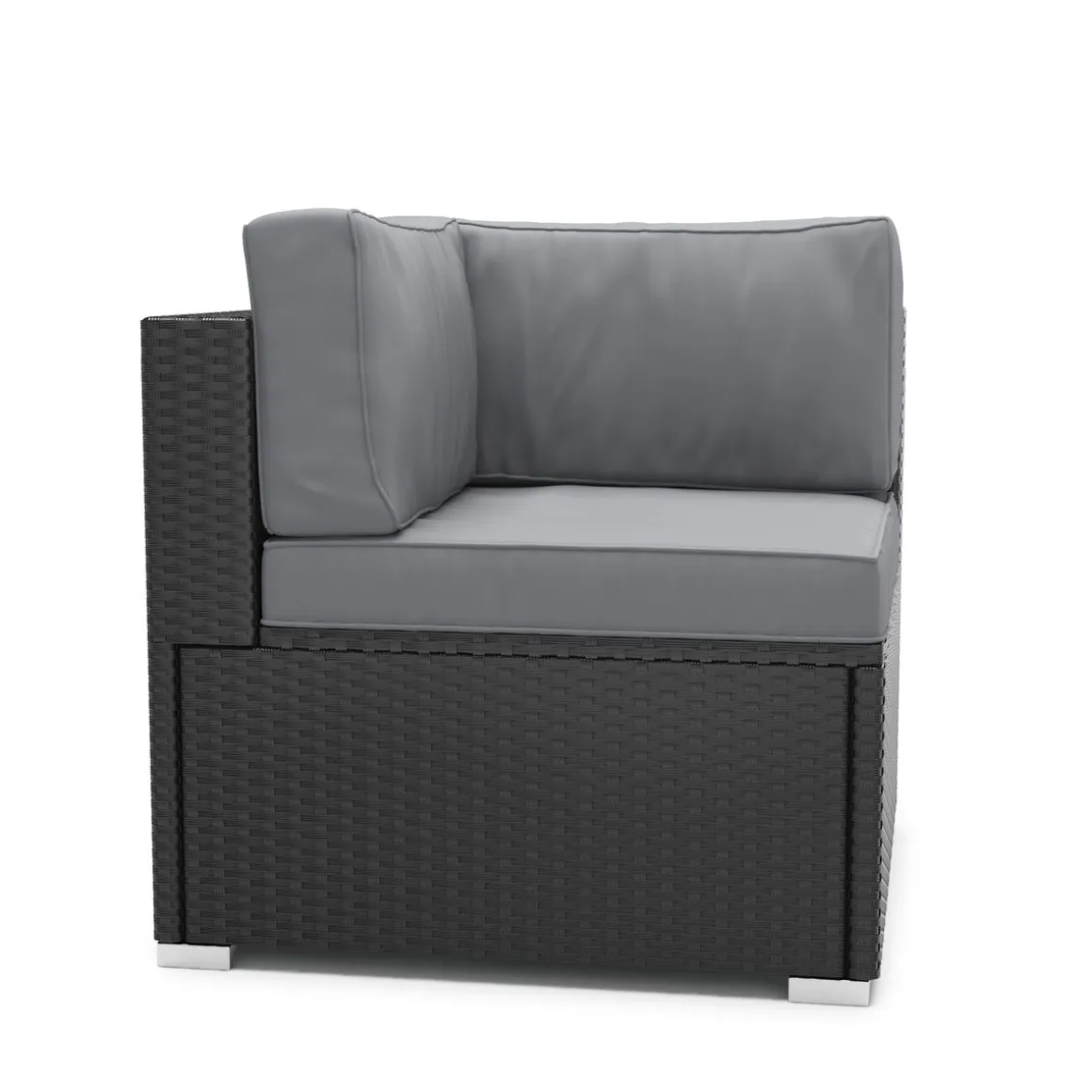 Eckteil Rattanlounge KRETA schwarz/anthrazit