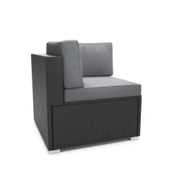 Eckteil Rattanlounge KRETA schwarz/anthrazit