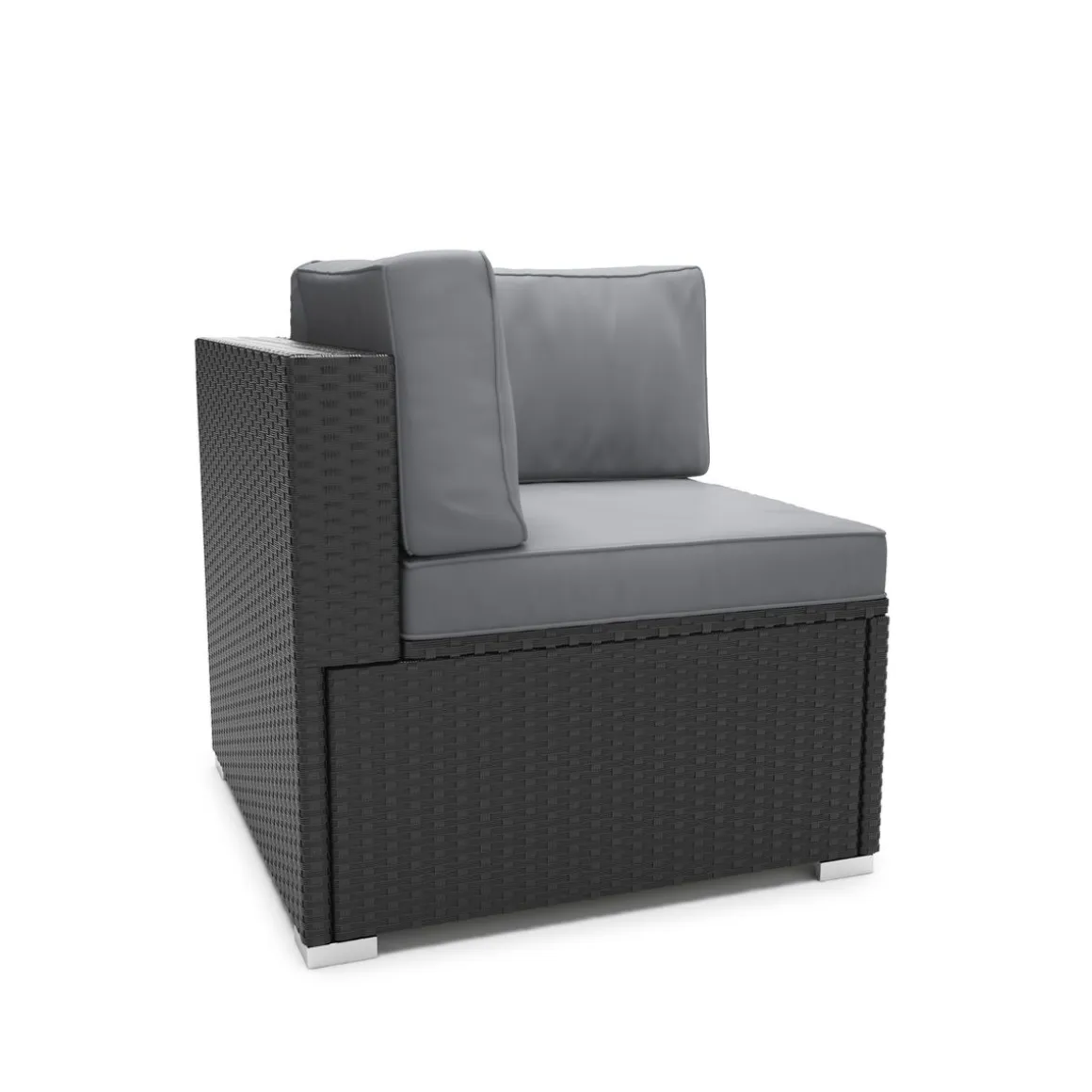 Eckteil Rattanlounge KRETA schwarz/anthrazit