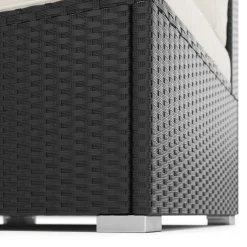 Eckteil Rattanlounge KRETA schwarz/weiss