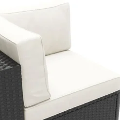 Eckteil Rattanlounge KRETA schwarz/weiss
